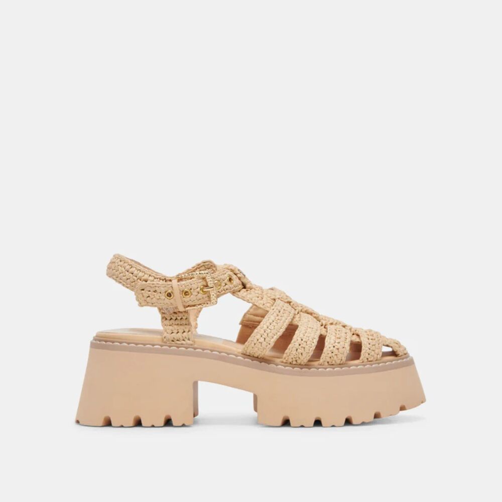 Dolce Vita Lasly Raffia Fisherman Sandals in Natural Knit Women's Size 9